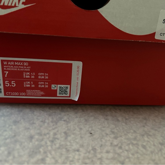 Women’s Air Max 90 white/black-pink blast-ghost green size 7 - Picture 6 of 9